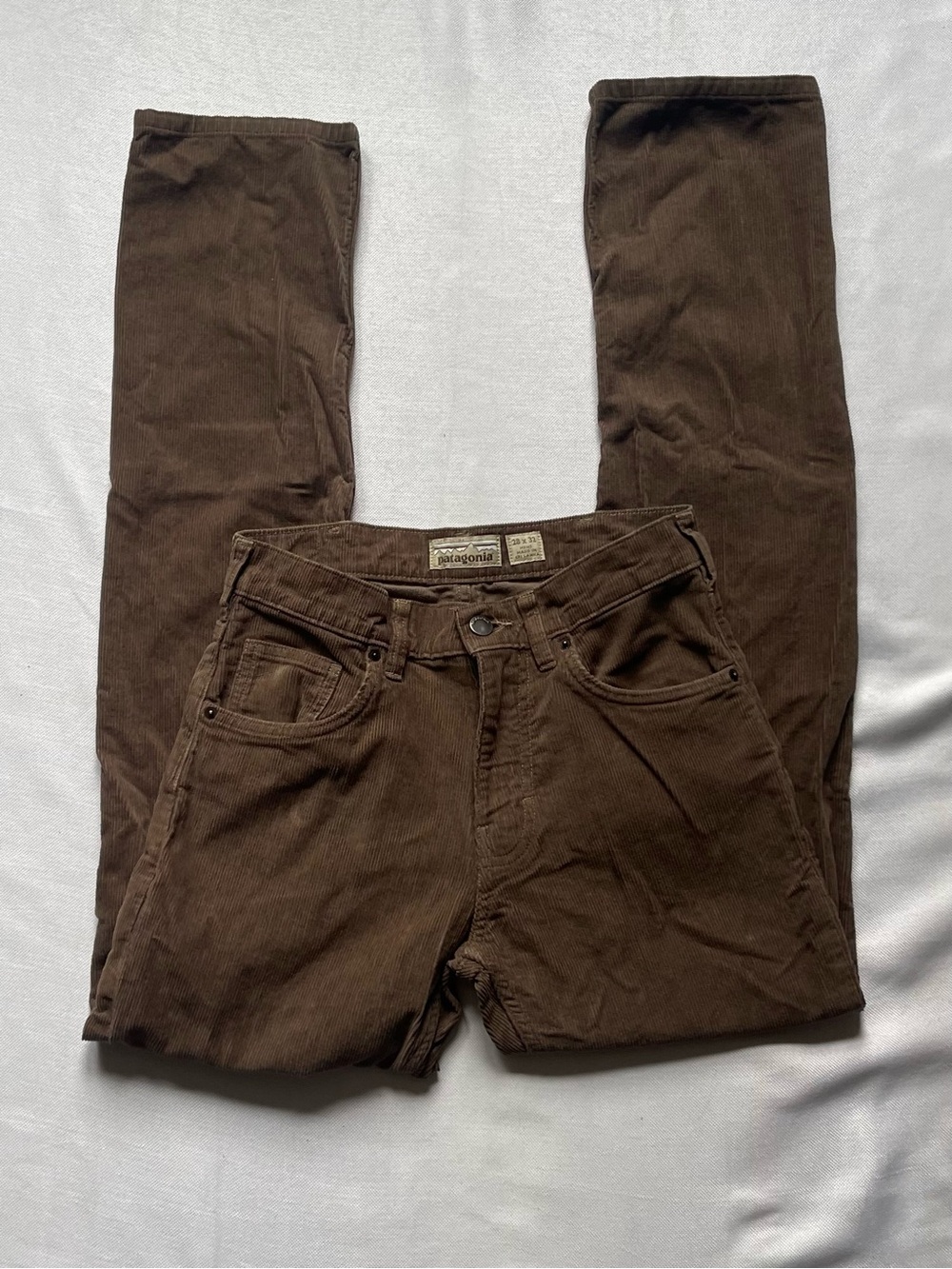 Patagonia Men 28x32 Brown  Corduroy Pants Slim Straight Leg Flat Front 5-Pocket